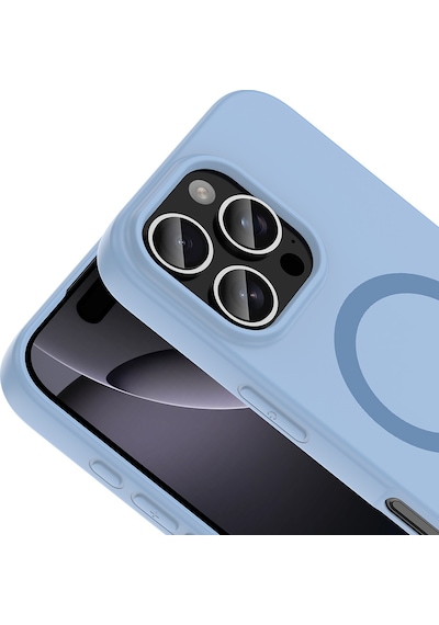 Maks Technology iPhone Uyumlu 16 Pro Max Kılıf M-safe Şarj Özellikli Mkst Aris Silikon Kapak - Baby Blue