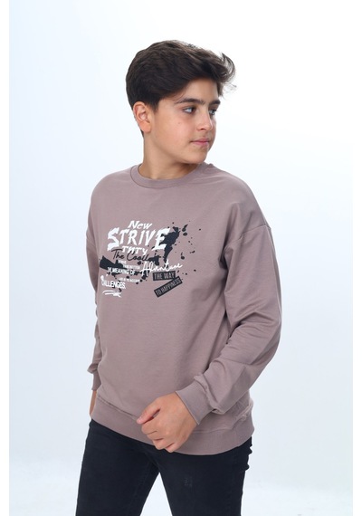 Toontoy Kids Toontoy Erkek Çocuk New Strıve Baskılı Sweatshirt Acı Kahverengi