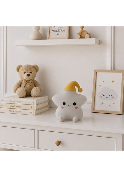 Hukids Uykucu Yıldız Silikon Gece Lambası Beyaz