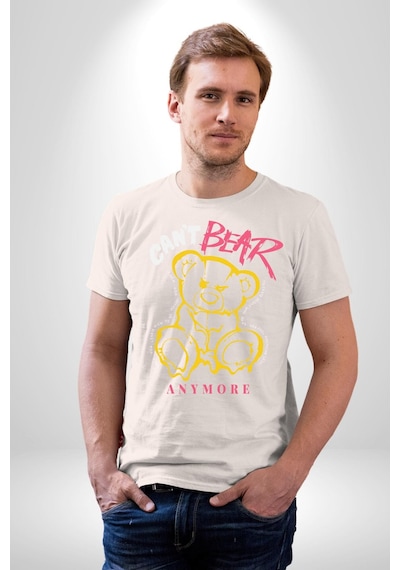 Daha Fazla Dayanamıyorum Teddy Unisex Unisex Beyaz Organik Baskılı T-shirt Penye Yüksek Kalite Beyaz