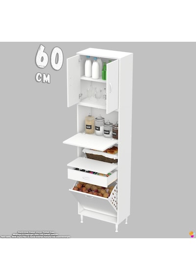 Modilayn Ece Çok Amaçlı Kiler Dolabı Kapaklı Çekmeceli Sepetli - Mutfak Ve Kahve Düzeni 60 Cm Beyaz Modilayn Ece Çok Amaçlı Kiler Dolabı Kapaklı Çekmeceli Sepetli - Mutfak Ve Kahve Düzeni 60 Cm Beyaz