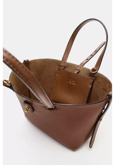 Zara Mini Hasır Tote Çanta Kahverengi