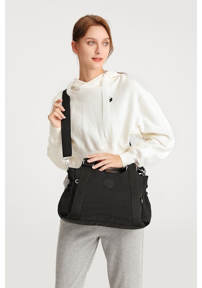 Smart Bags Günlük Orta Boy Su Geçirmez Krınkıl Kumaş Kadın Omuz Çantası Siyah 32510544