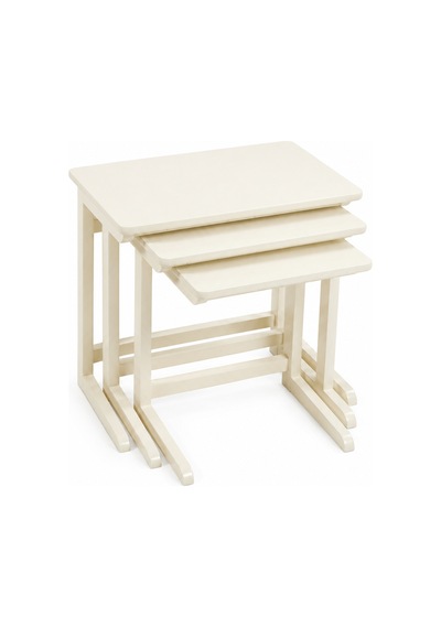 Ganni Home C 3 Lü Zigon Sehpa Seti Krem Krem Gürgen İskeletli, İç İçe Geçebilen Modern C Tasarım