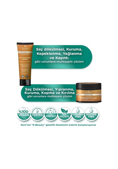 2'li Vegan Tuzsuz Şampuan & Saç Bakım Maskesi 250ml, Hyaluronik Asit, Keratin, Kolajen Ve Biotin İçerikli Besleyici Diğer