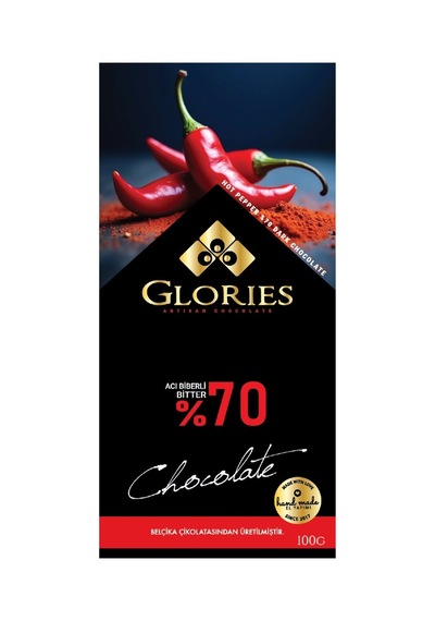 Glories % 70 Kakao Acı Biber Bitter Çikolata 100 G - 7 Adet Tarı