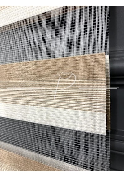 Zebra Perde Çift Renk Kahve Krem Degrade Yapılı Çok Renkli