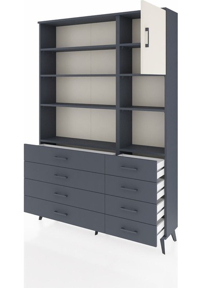 Arges Dolap 8 Raflı 8 Çekmeceli Tek Kapaklı 132x30x195 Antrasit-aytaşı/antrasit Aytası/antrasıt Arges Dolap 8 Raflı 8 Çekmeceli Tek Kapaklı 132x30x195 Antrasit-aytaşı/antrasit Aytası/antrasıt