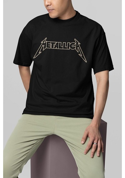 Metallica Rock Metal Baskılı Unisex Oversize Müzik Grubu Tişört Siyah
