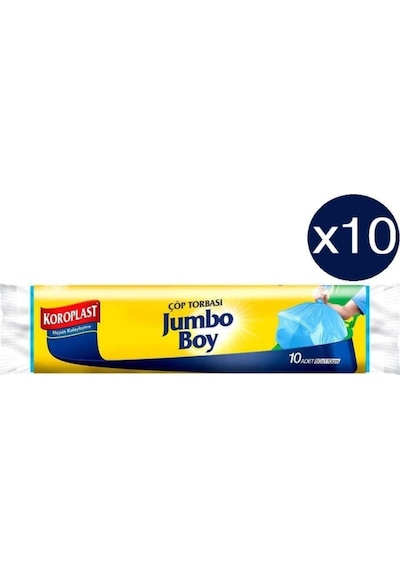 Koroplast Güçlü Jumbo Çöp Torbası 10'lu X 10 Paket (80*110)