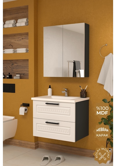 Teta Home Floransa 65 Cm Mdf Gövde Membran Kapak Banyo Dolabı Seti Beyaz Teta Home Floransa 65 Cm Mdf Gövde Membran Kapak Banyo Dolabı Seti Beyaz