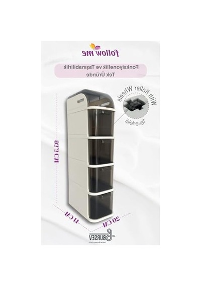 Slim Tekerlekli Dolap, Kullanışlı Ve Modern Tasarım Açık Meşe