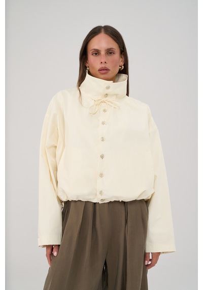 Mai Collection Liora Düğmeli Bomber Ekru Ceket