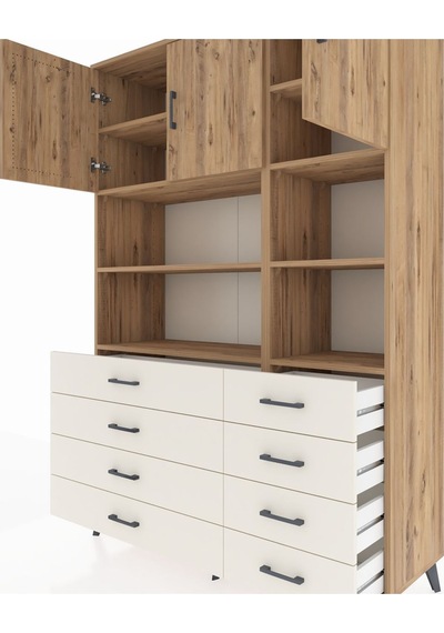 Hyperion Dolap 8 Raflı 8 Çekmeceli 3 Kapaklı 132x44x195 Çam-ç... Çam Hyperion Dolap 8 Raflı 8 Çekmeceli 3 Kapaklı 132x44x195 Çam-ç... Çam