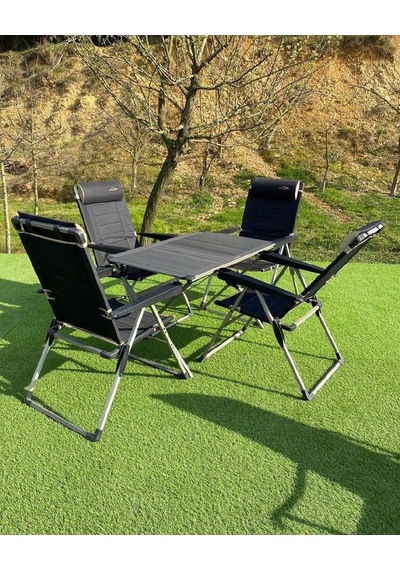 Xxl Masa + 4 Lüx Sandalye Set Siyah