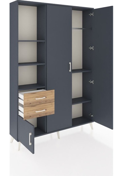 Arges Dolap 5 Raflı 2 Çekmeceli Tek Askılı 132x30x195 Antrasit-antrasit/çam Antrasıt/atlas Çam Arges Dolap 5 Raflı 2 Çekmeceli Tek Askılı 132x30x195 Antrasit-antrasit/çam Antrasıt/atlas Çam