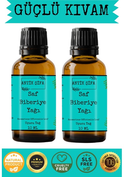 Biberiye Yağı 10ml + 10 Ml - %100 Saf Seyreltilmemiş Biberiye Uçucu Yağı 20 ML