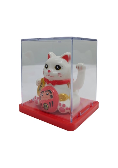 Maneki Neko El Sallayan Mini Şans Kedisi Beyaz Solar Güneş Enerjili 5x5cm S1byz01