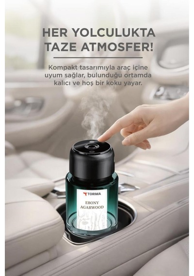 Torima Tcf-02 Araç İçi Aroma Difüzörü Lazerli Akıllı Sensör Şarjlı Ebony Agarwood Esanslı Araba Kokusu
