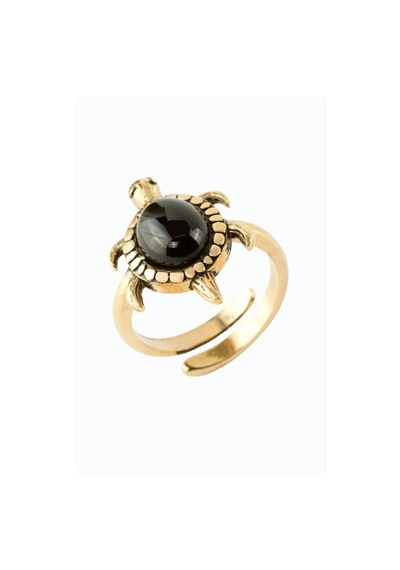 Kaplumbağa - 353 - Doğaltaşlı Otantik - Csmo-tex - Yüzük Onix Bronz