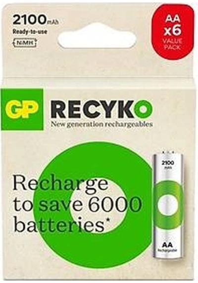 Gp Recyko Gp2100 2000 Mah Pro Siyah 4+2 Şarjlı Aa Kalem Pil
