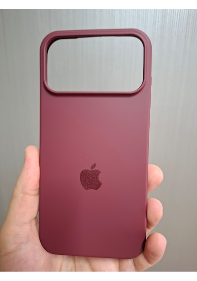 Apple Uyumlu iPhone 17 Pro Max Logolu İçi Kadife Silikon Lansman Kılıf Bordo
