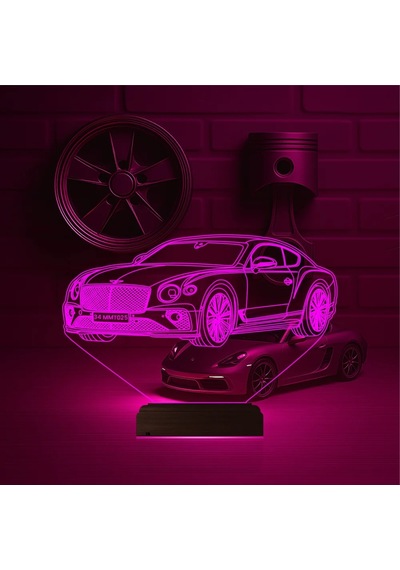 Luvivia Araba Bentley Kişiye Özel 3d Lamba - Masa Gece Lambası Şeffaf