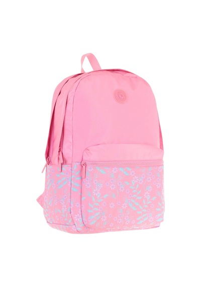 Kaukko Soft Floral Kız Çocuk Üç Bölmeli Pembe Çiçekli Okul Sırt Çantası - K1794 Pembe - Yeşil