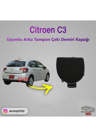 Citroën C3 Mkıı 2010 2017 Uyumlu Arka Tampon Çeki Demiri Kapağı