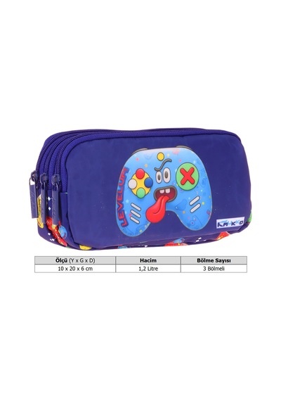 Kaukko Kids Good Game Baskılı Lacivert - Kırmızı Erkek Çocuk Okul Kalemliği Kalem Çantası - L5391