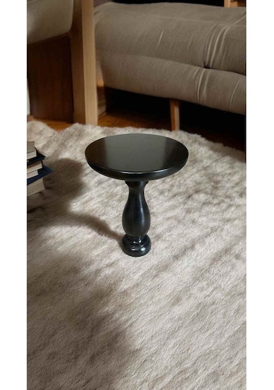 Doğal Ahşap Siyah Mantar Sehpa Tekli Yan Sehpa Modeli - Handmade Wooden Side Table Siyah