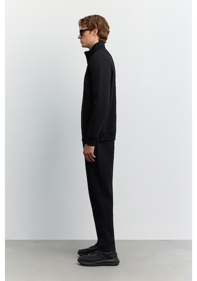 Avva Erkek Siyah Dik Yaka Fermuarlı -5 Dereceye Dayanıklı Regular Fit Sweatshirt A62y1351
