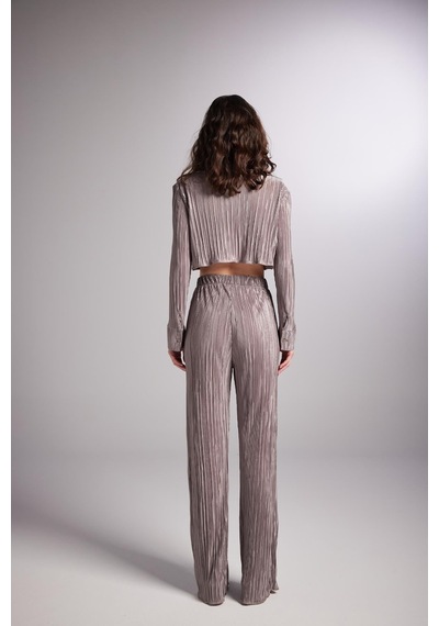 Holly Lolly Crop Model Düğme Kapamalı Comfy Crop Gömlek Vizon