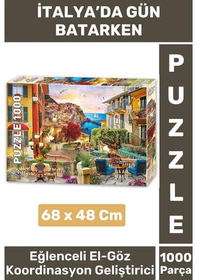 El Göz Koordinasyon Beceri Görsel Algı Geliştirici 1000 Parça Çocuk Puzzle İtalya'da Gün Batarken