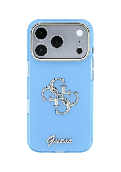 Apple iPhone Uyumlu 18 Pro  Kılıf Guess  Lisanslı Yazı Ve 4g Büyük Metal Logolu Silikon Kapak Mavi