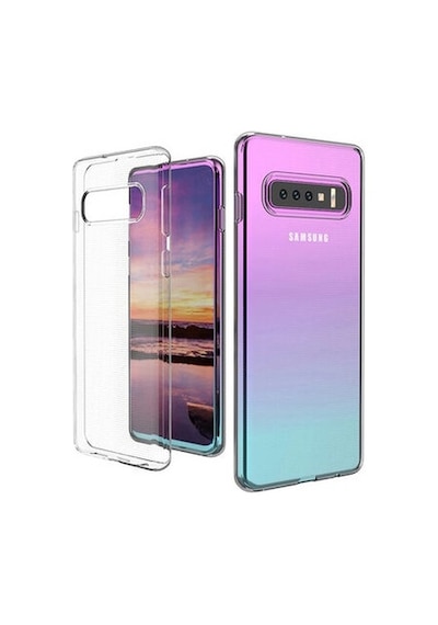 Samsung Galaxy S10 Plus İle Uyumlu Kılıf Şeffaf Kamera Korumalı Esnek Silikon Telefon Kılıfı Kapak