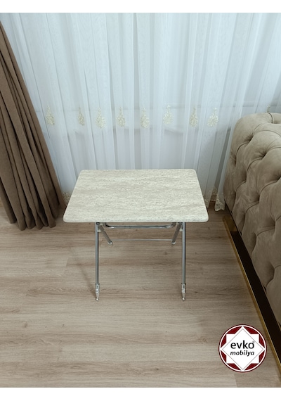 Evko Mobilya Çanta Zigon Sehpa, 4'lü Sehpa, Zigon Sehpa, Servis Sehpası, Mdf Mebran Sehpa, Katlanır Sehpa Traverten