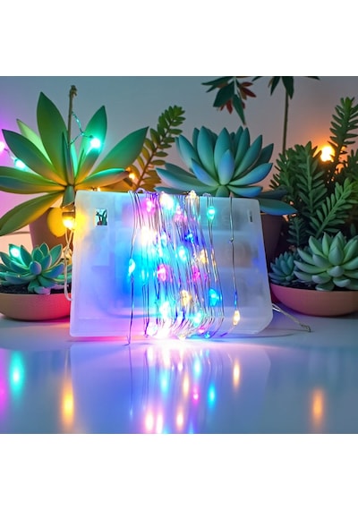Upway 5 Metre Su Geçirmez 4 Renkli 50 Led Işık - Pilli Dekoratif Aydınlatma
