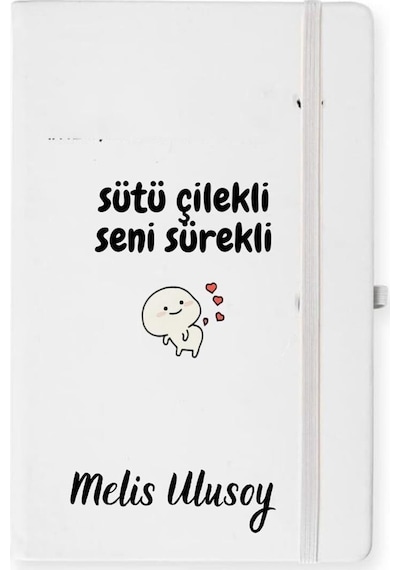 Kişiye Özel Sütü Çilekli Seni Sürekli Tasarımlı Defter