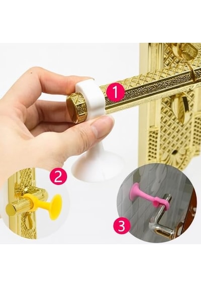 Tech 4'lü Vantuzlu Kapı Kolu Stoperi, Silikon Duvar Koruyucu Tampon, Esnek Darbe Emici, Kapı Kolu Duvar Koruma Pedi,