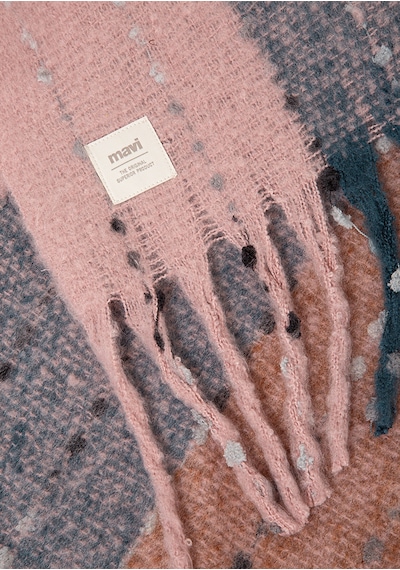 Mavi - Püsküllü Pembe Atkı 1910697-17865 Pembe