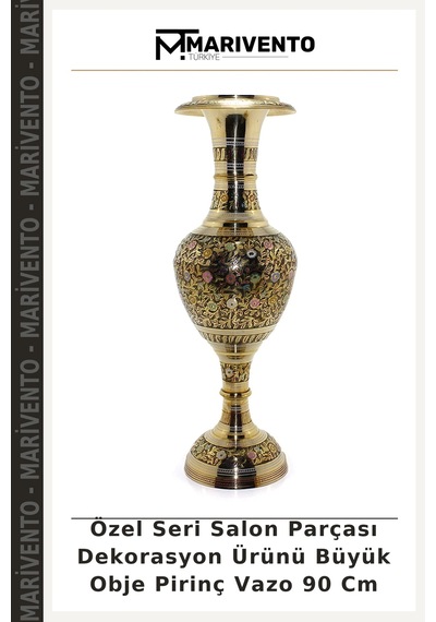Özel Seri Salon Parçası Dekorasyon Ürünü Büyük Obje Pirinç Vazo 90 Cm Diğer