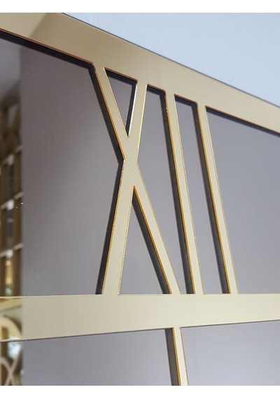 Ayna Denizi Golden Quare Bronze Model Altın Bronz Renk 60 CM x 60 CM Dekoratif Aynalı Duvar Saati Altın