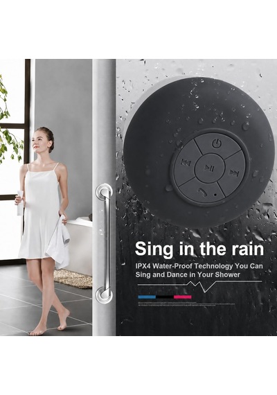 Su Geçirmez Bluetooth Hoparlör Vantuzlu Havuzda Yağmurlu Havalarda Ipx4 3w Kaliteli Ses Banyo Duş Hoparlörü S56 Siyah