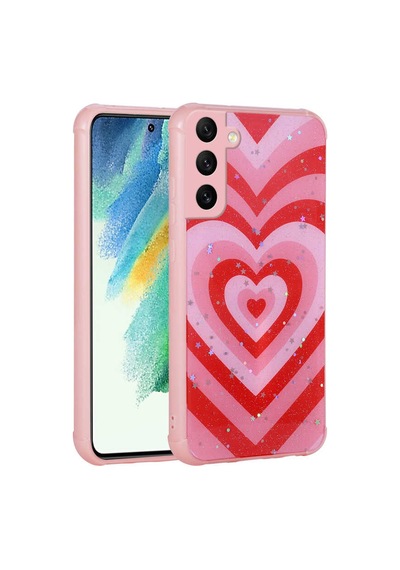 Zore Samsung Galaxy S21 Fe Uyumlu Simli Desenli Kamera Korumalı Parlak Omsy Popy Kılıf-kalp