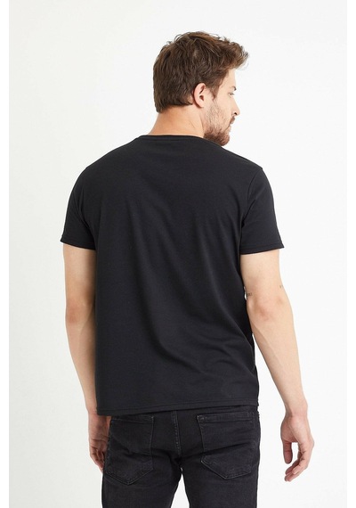 Erkek Siyah Beyaz 2'li Paket Regular Bisiklet Yaka T-shirt Siyah - Beyaz