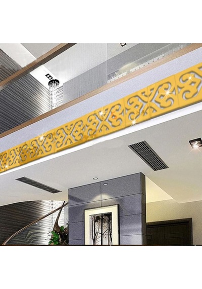 1001Hediye Pleksi Süs Gold Motif Desenli Bordür Duvar Tavan Süsü 20 Adet