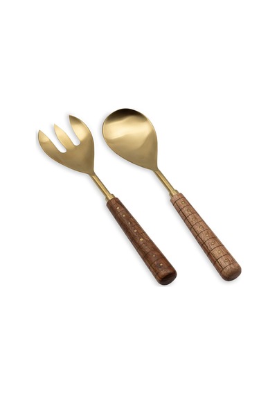 The Mia Ckb0270 Wood Salata Servis Takımı 2 Parça Gold