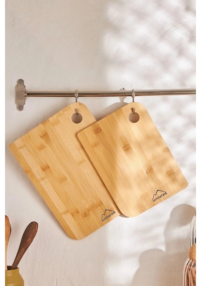 Bambu Kesme Tahtası Seti 2 Li 28-33 Cm Doğal Ahşap Mutfak Sunum Tahtası Ahşap