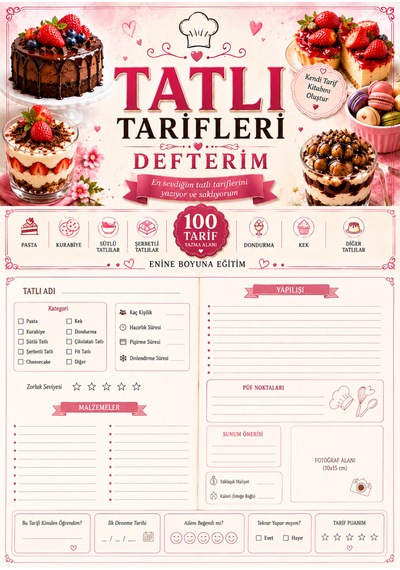 Tatlı Tarifleri Defterim Çok Renkli